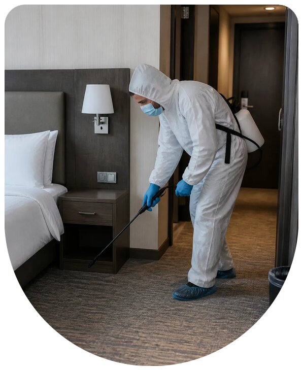 Профессиональная дезинсекция гостиницы от насекомых в Подольске